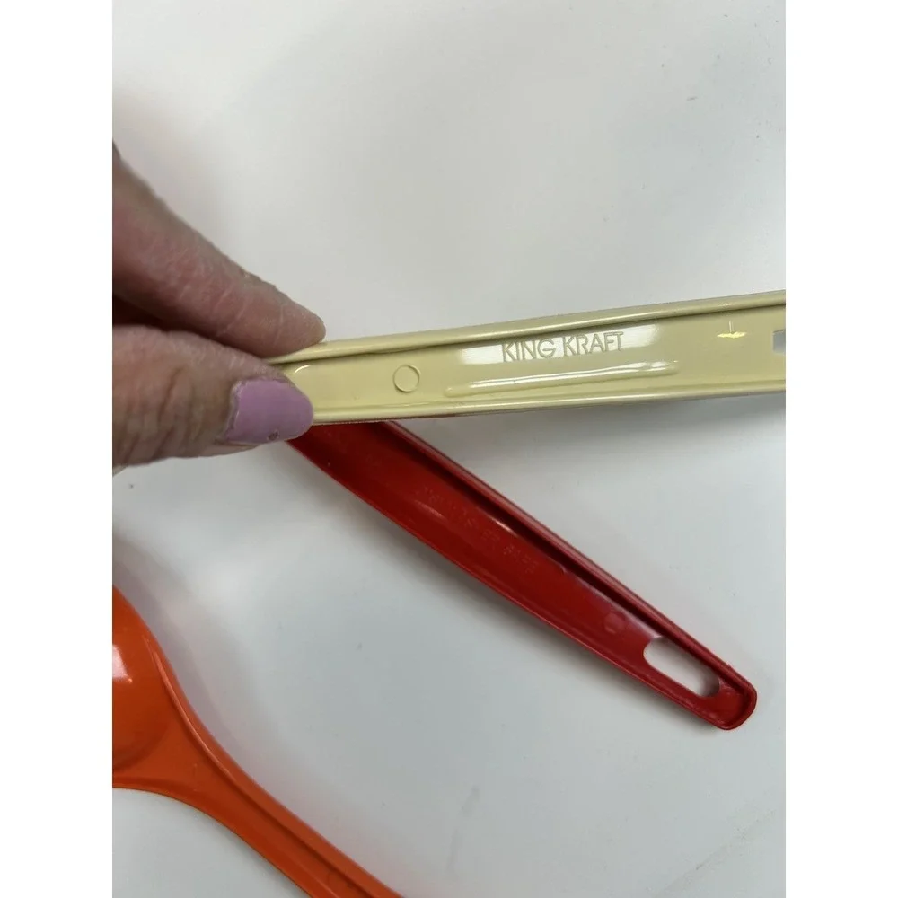 Mixed Lot 3 Vintage Plastic Spoon Spatula Orange Foley, Tan King Kraft, Red Ecko